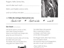 Arbeitsblatt Getreide-Gedichte Projekt Schmatzi