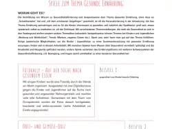 Seitenansicht Spiele zum Thema gesunde Ernährung