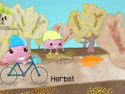 Brainy beim Radfahren im Herbst.