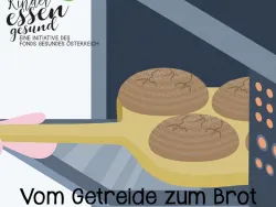 Jemand nimmt Brot aus dem Ofen