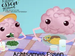 Gehirnchen-Familie beim Essen am Mittagstisch