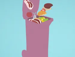 Lebensmittel fallen in den Mistkübel