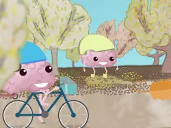 Brainy beim Radfahren im Herbst.