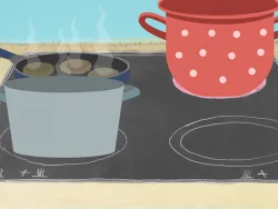 Zwei Töpfe und eine Pfanne auf Herdplatte / © GÖG