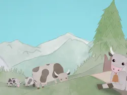 Vorschaubild Kühe auf grüner Almenlandschaft