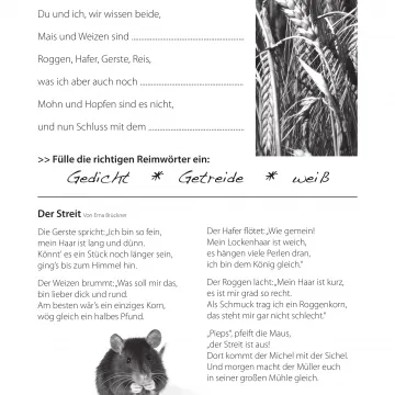 Arbeitsblatt Getreide-Gedichte Projekt Schmatzi
