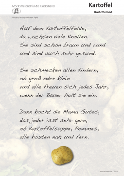 Arbeitsblatt Kartoffel-Lied Projekt Schmatzi