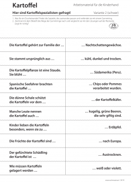 Arbeitsblatt Kartoffel-Spannspielblatt-SCHWER Projekt Schmatzi