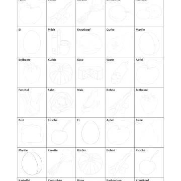 Arbeitsblatt Lebensmittel-BINGO Projekt Schmatzi