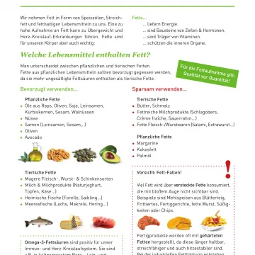Fette, Öle und fettreiche Lebensmittel 