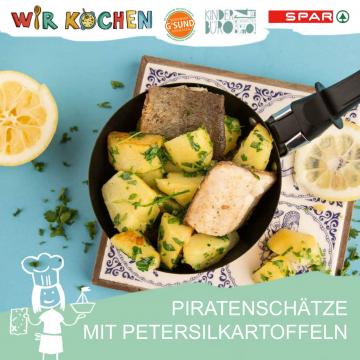 Abbildung Rezeptkarte Piratenschätze mit Petersilienkartoffeln