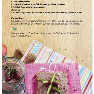 Ansicht Bohnenaufstrich auf Vollkorntoast