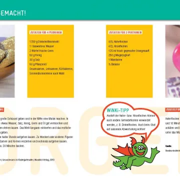 Ansicht Dinkelweckerl und Power Müsli