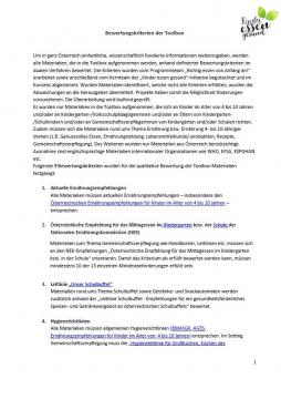 Voransicht Bewertungskriterien Toolbox-Materialien