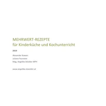 MEHRWERT-REZEPTE für Kinderküche und Kochunterricht