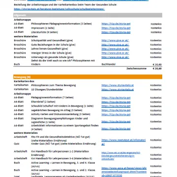 Bestellliste GET! Materialienbox Voransicht