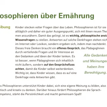 Philosophieren über Ernährung