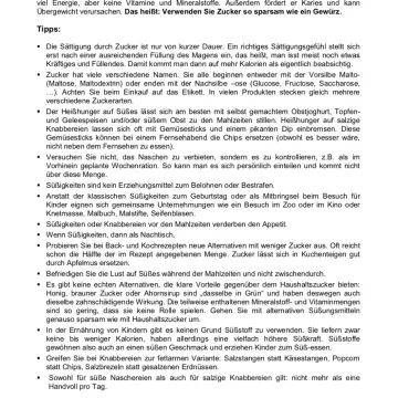 Seitenansicht Tipps im Umgang mit Süßigkeiten