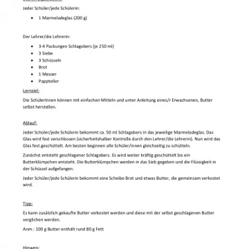 Voransichtbild Praktische Übungen: Butter selbst herstellen
