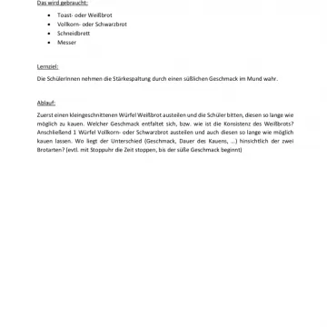 Praktische Übung: Verdauung der Kohlenhydrate