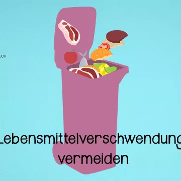 Lebensmittel fallen in den Mistkübel