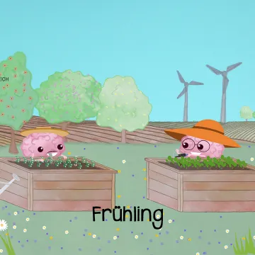 Brainy im Garten im Frühling