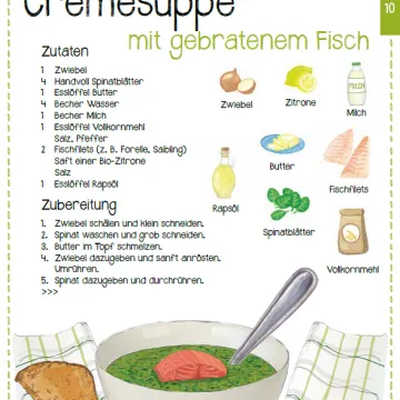 Rezept Grüne Cremesuppe mit gebratenem Fisch