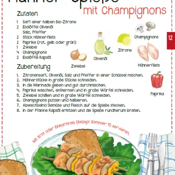 Vorschaubild Herbstrezept Hühner-Spieße mit Champignons