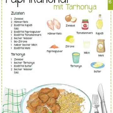 Frühlingsrezept Paprikahendl mit Tarhonya
