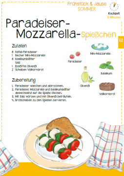 Sommerrezept Paradeiser-Mozzarella-Spießchen