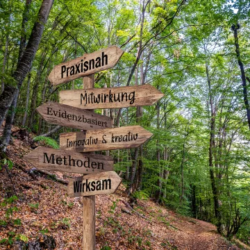 Wegweiser im Wald