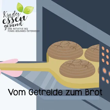 Jemand nimmt Brot aus dem Ofen