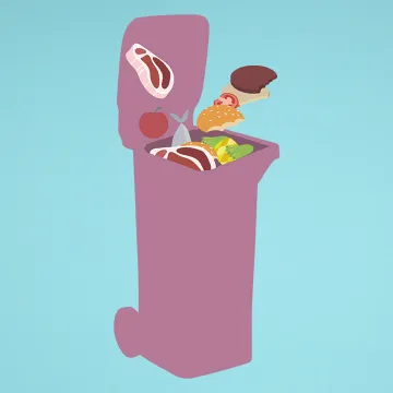 Lebensmittel fallen in den Mistkübel