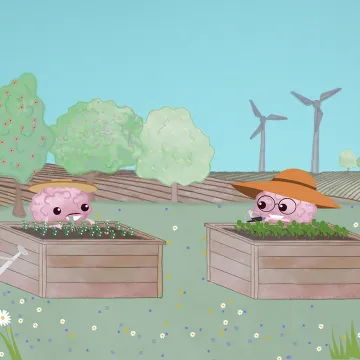 Brainy im Garten im Frühling