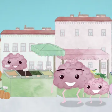 Gehirnchen beim Einkaufen am Markt