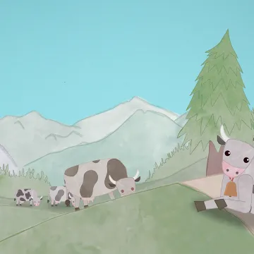 Vorschaubild Kühe auf grüner Almenlandschaft