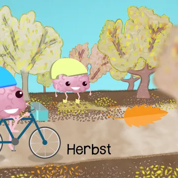 Brainy beim Radfahren im Herbst.